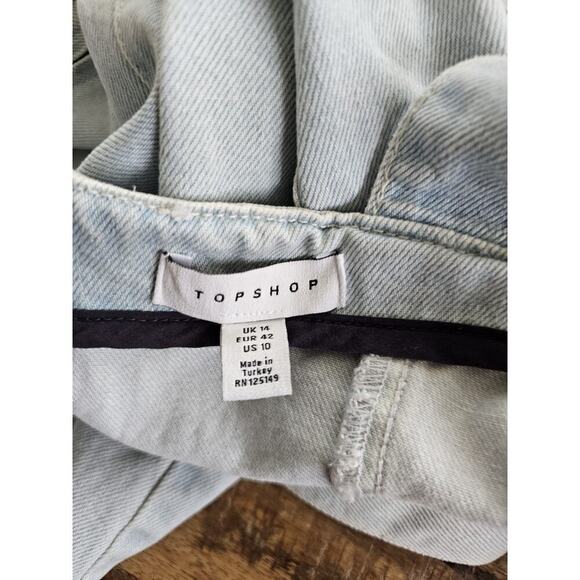Top Shop Bleach Denim Jean Romper Dress Women's Size 10 Moto - Picture 9 of 10